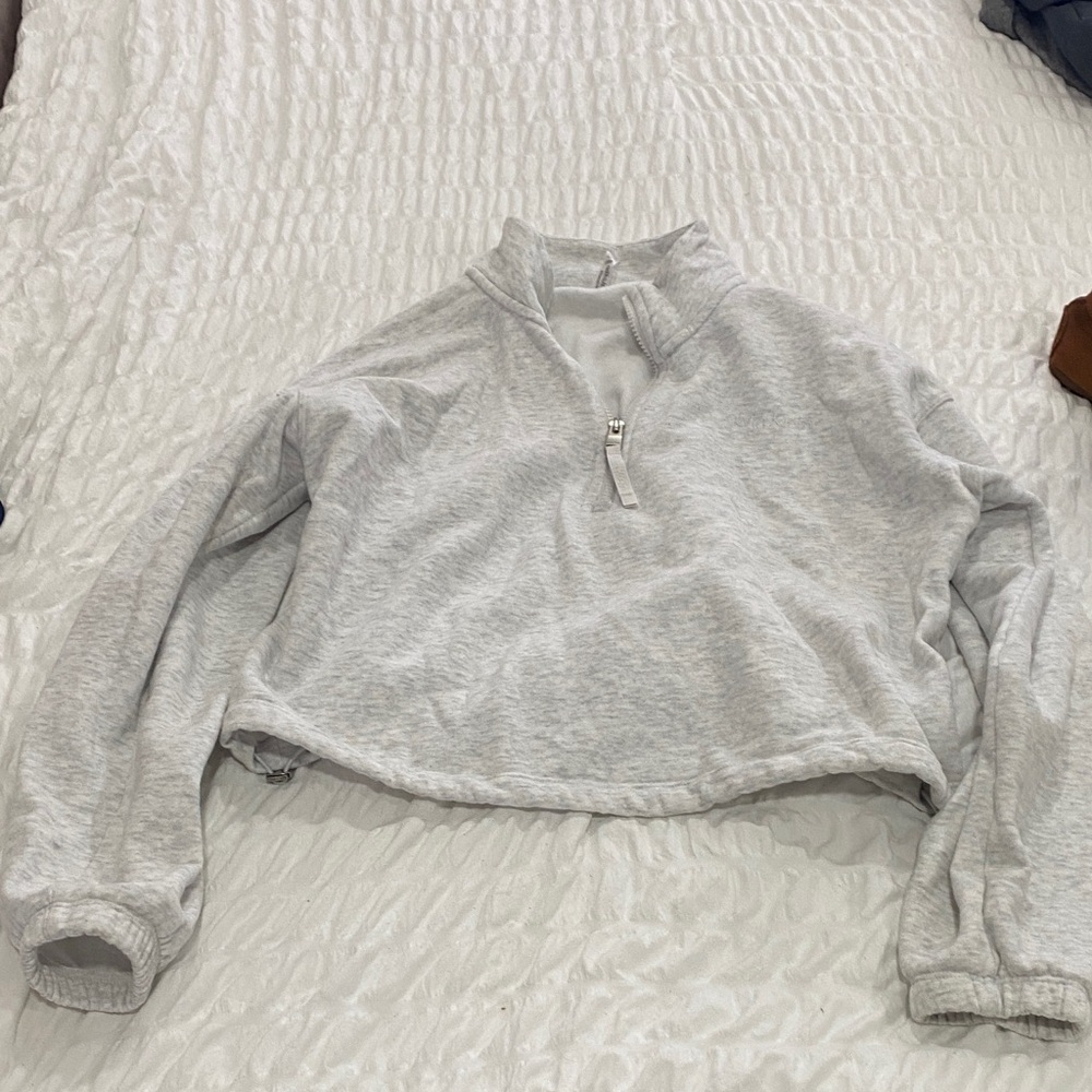 Calvin Klein Collection Heather Gray Cropped Sweatshirt